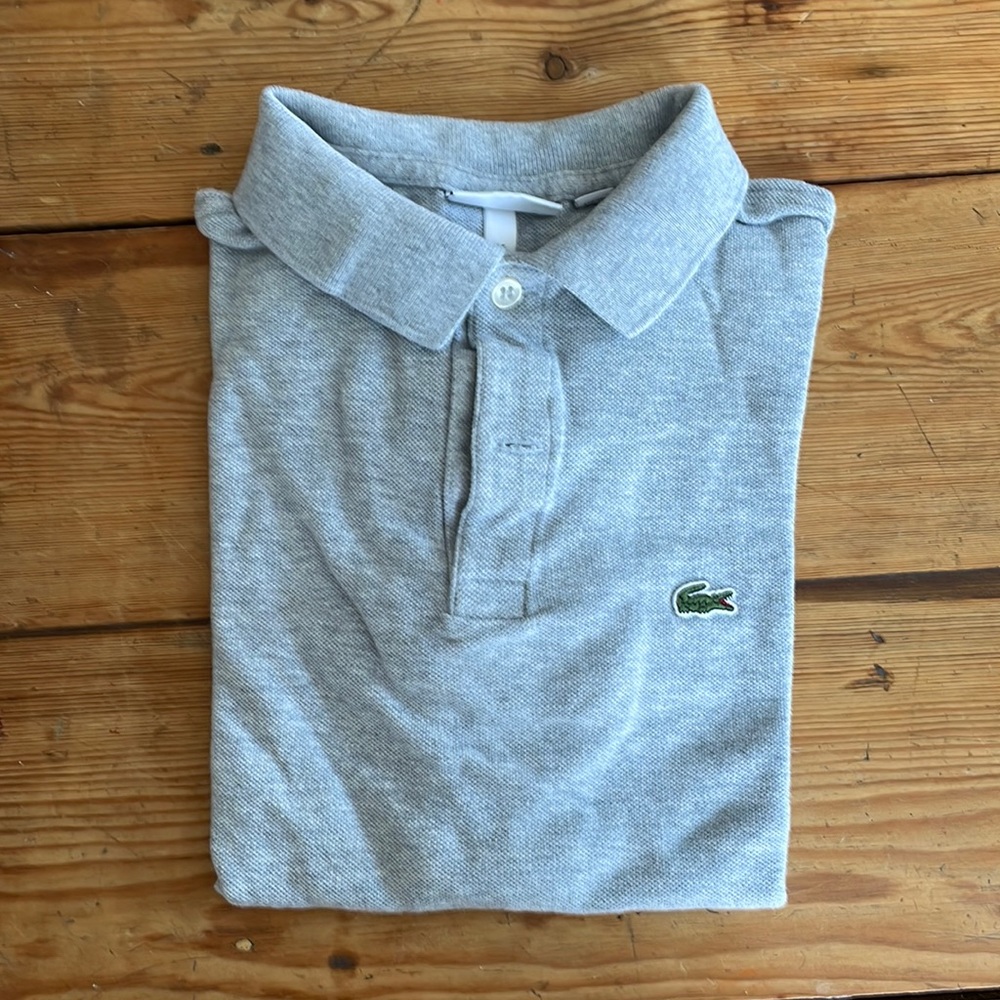 Lacoste boys polo shirt. Size 16. Grey melange.